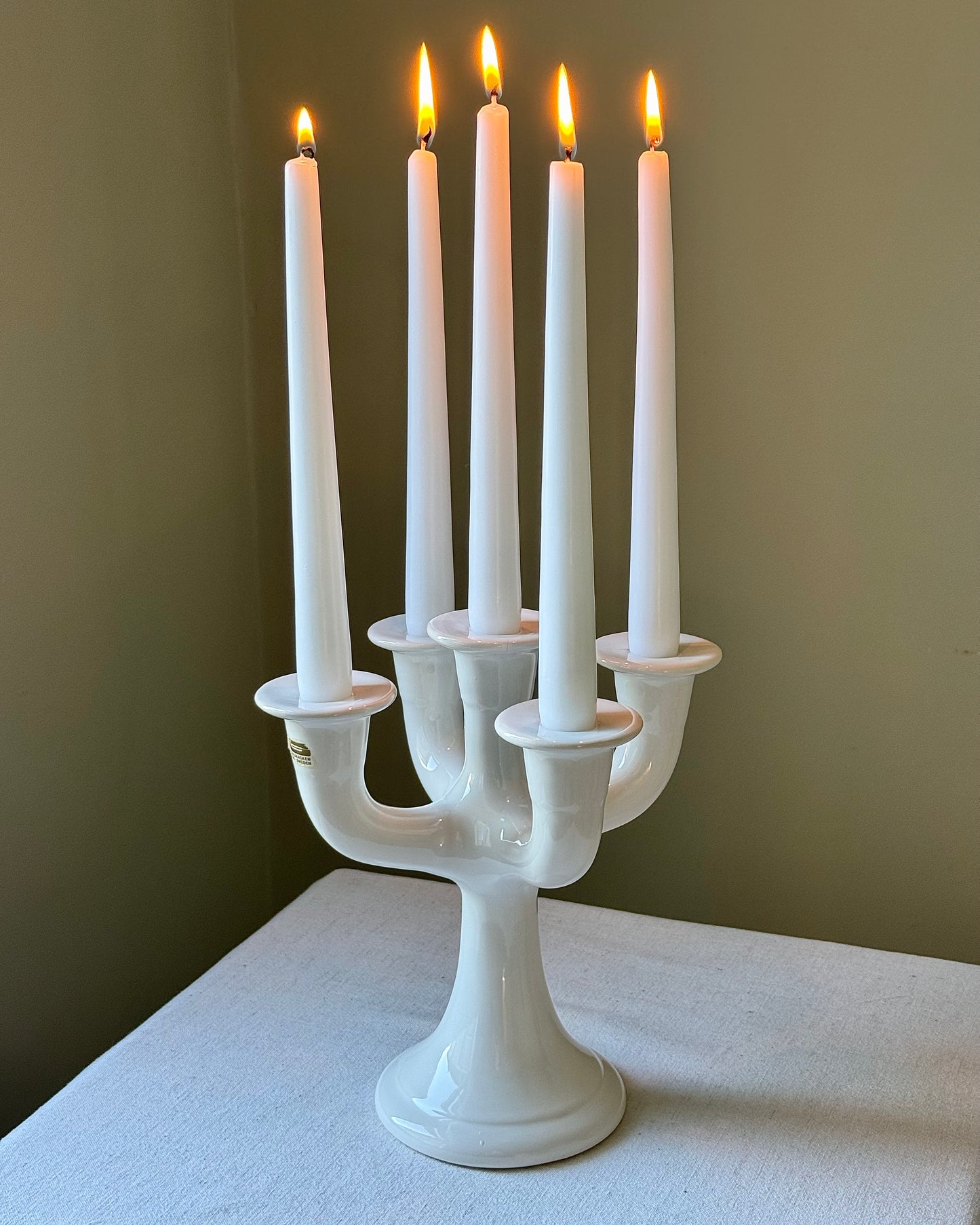 Vintage Guldkroken Hjo Ceramic Five-Arm Candelabra