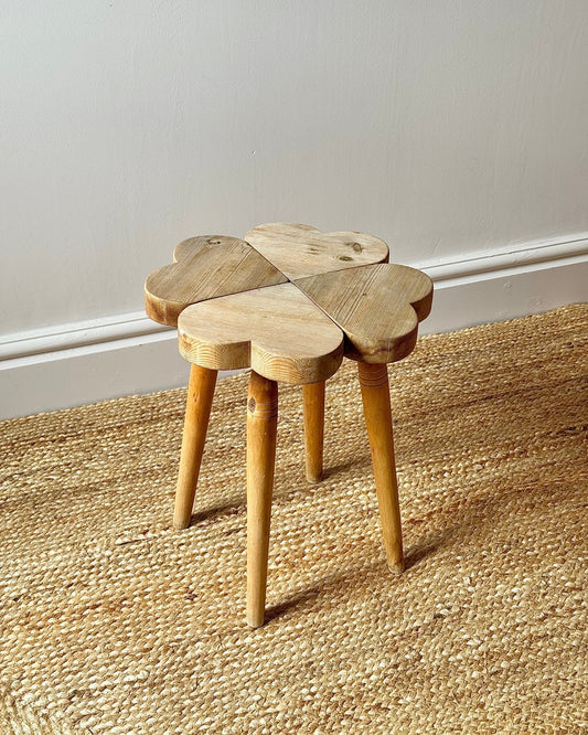 Swedish Pine Clover Stool, c.1960s - Club Sourced