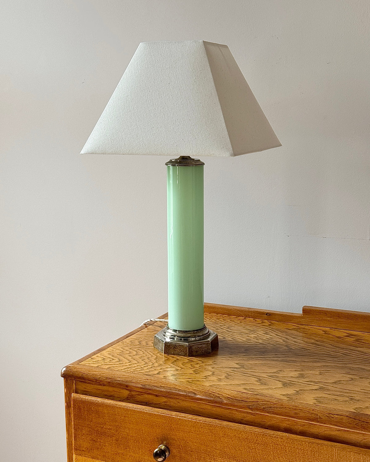 Art Deco Green Opaline Table Lamp
