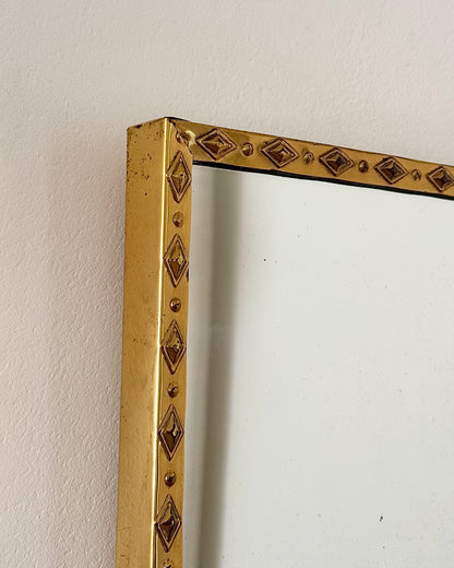 Brass Geometric Square Wall Mirror
