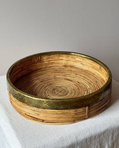 Large Italian Pencil Reed & Brass Tray