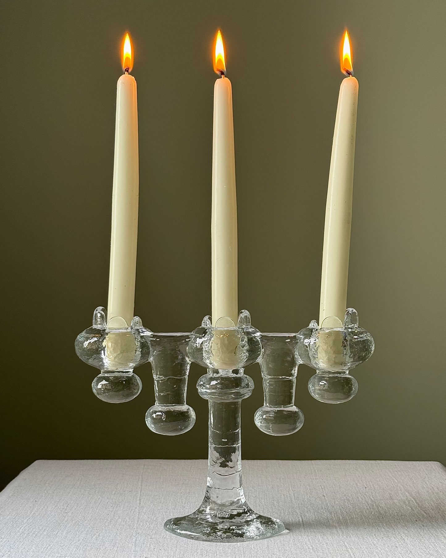 Swedish Glass Candelabra by Pukeberg Glasbruk