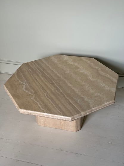 Octagonal 1970’s Italian Travertine Coffee Table