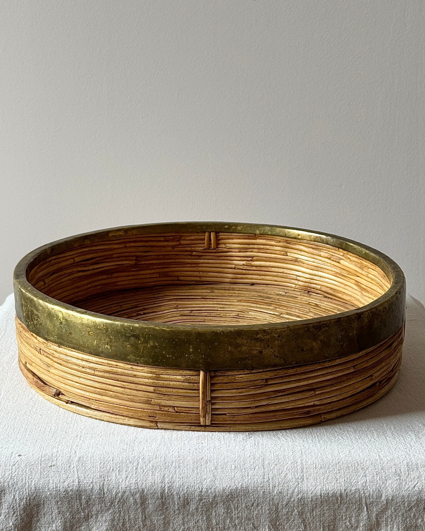Large Italian Pencil Reed & Brass Tray
