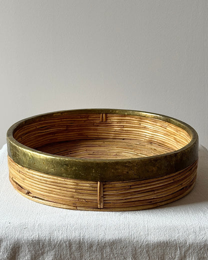 Large Italian Pencil Reed & Brass Tray