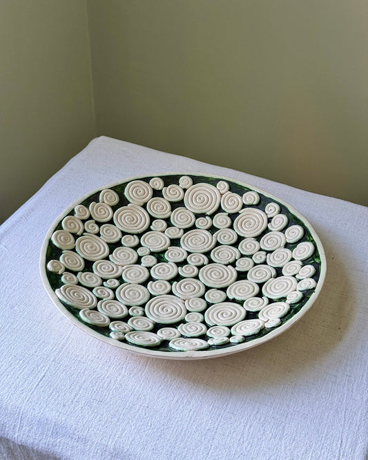 Mid-century Ceramic Coiled Relief Bowl, Signed Florian