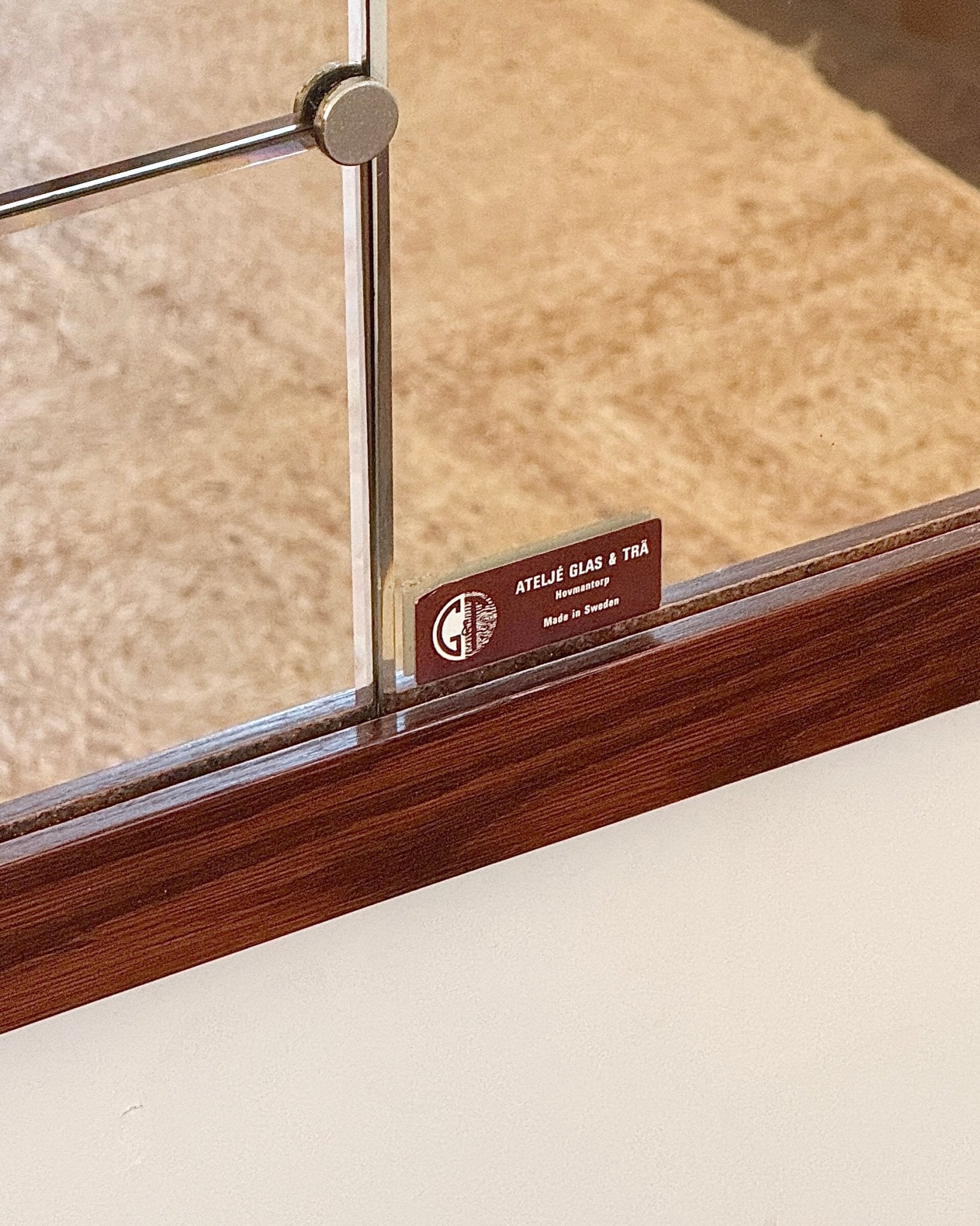 Large Swedish Sectional Mantel Mirror by Ateljé Glas & Trä - Club Sourced