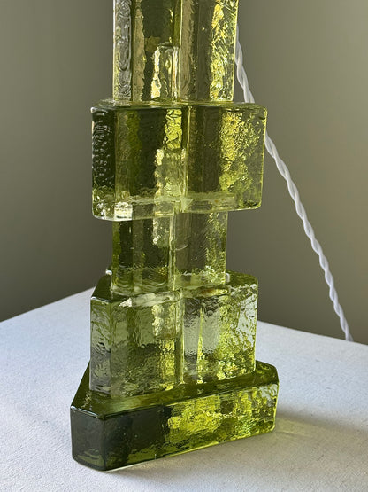 1960s Swedish Green Glass Lamp by Ateljé Engberg