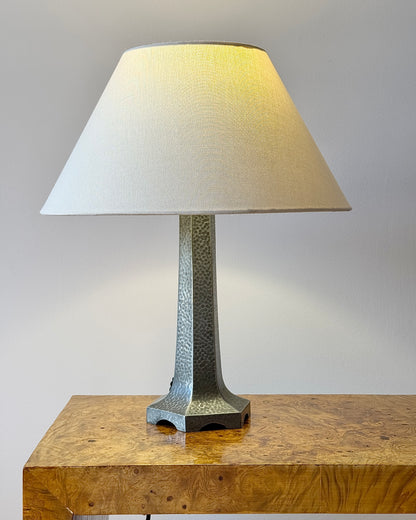 English Arts & Crafts Hammered Pewter Table Lamp