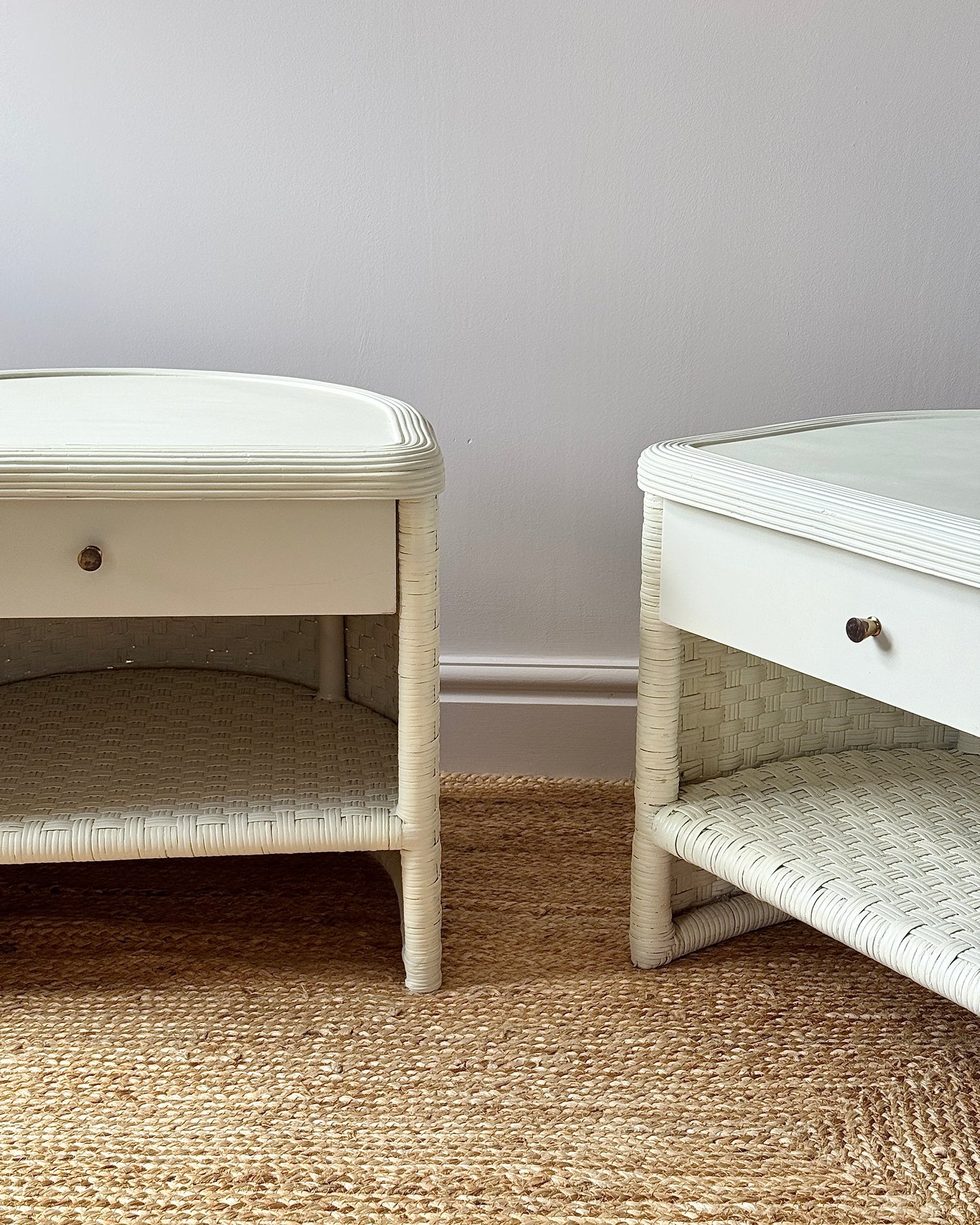 Pair of Swedish Wicker Bedside Tables, circa 1970