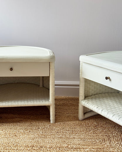 Pair of Swedish Wicker Bedside Tables, circa 1970