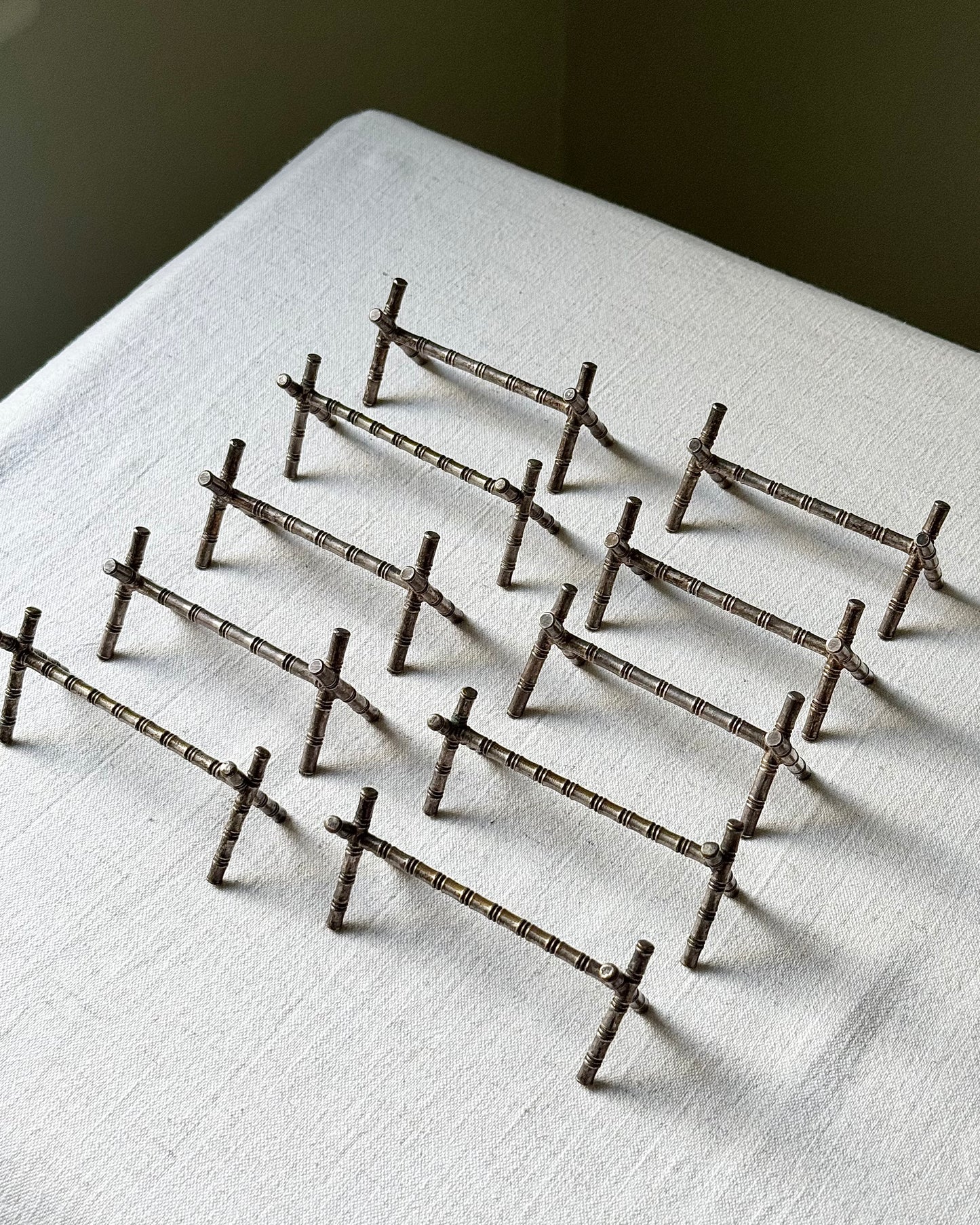 Set of 10 Silver Plated Bamboo Cutlery Rests
