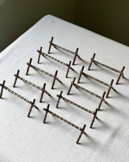 Set of 10 Silver Plated Bamboo Cutlery Rests