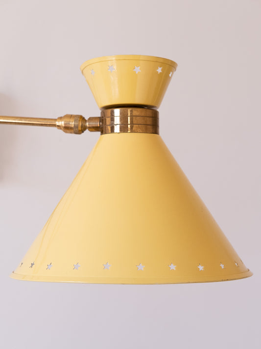 René Mathieu for Lunel Yellow Diabolo Wall Lamp