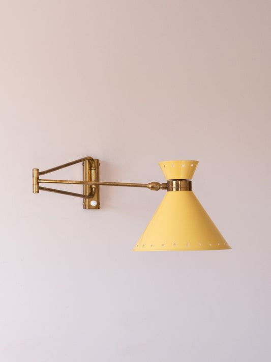 René Mathieu for Lunel Yellow Diabolo Wall Lamp