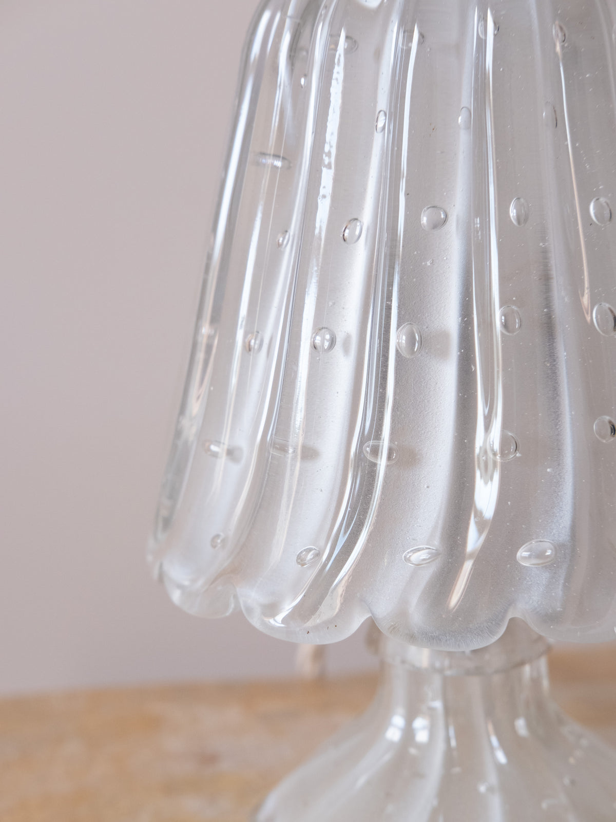 Frosted Murano Glass Table Lamp in the Manner of Barovier, 1940s