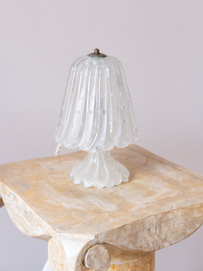 Frosted Murano Glass Table Lamp in the Manner of Barovier, 1940s