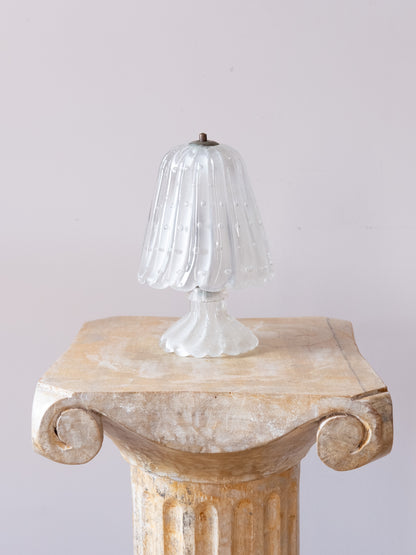Frosted Murano Glass Table Lamp in the Manner of Barovier, 1940s